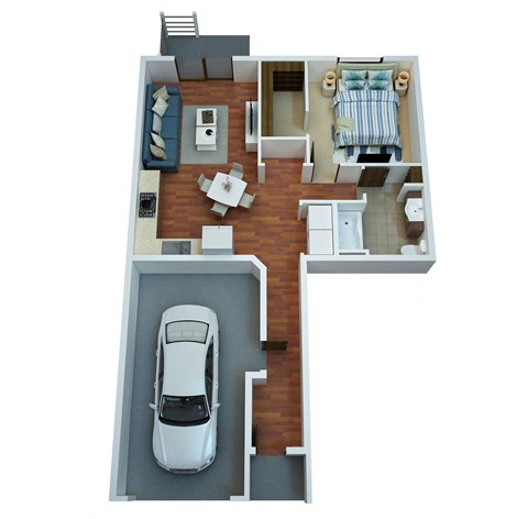 Floor plan for 1 bed, 1 bath, 788 sqft
